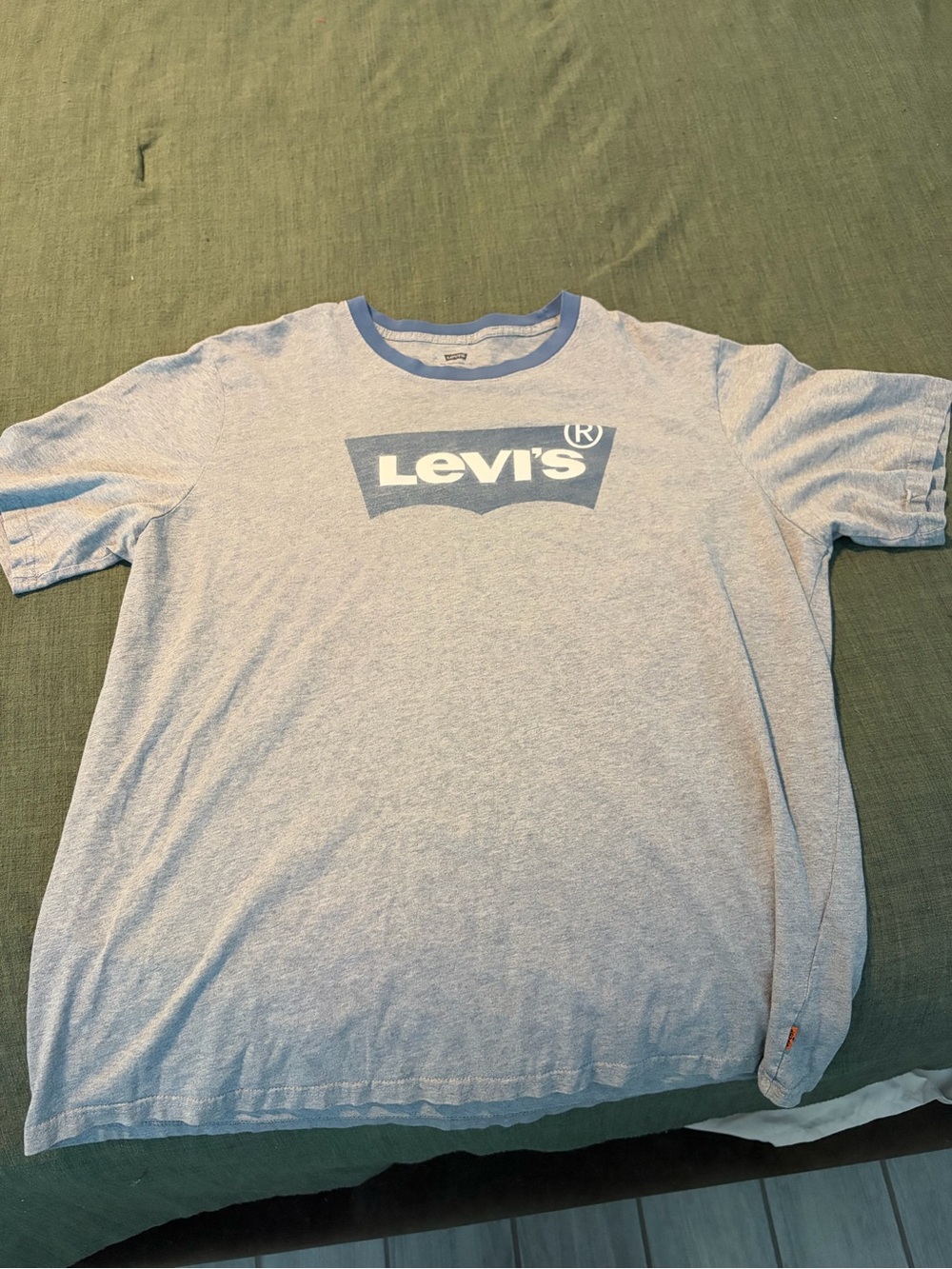 Levi's Men's Grey & Blue Logo Ringer T-Shirt